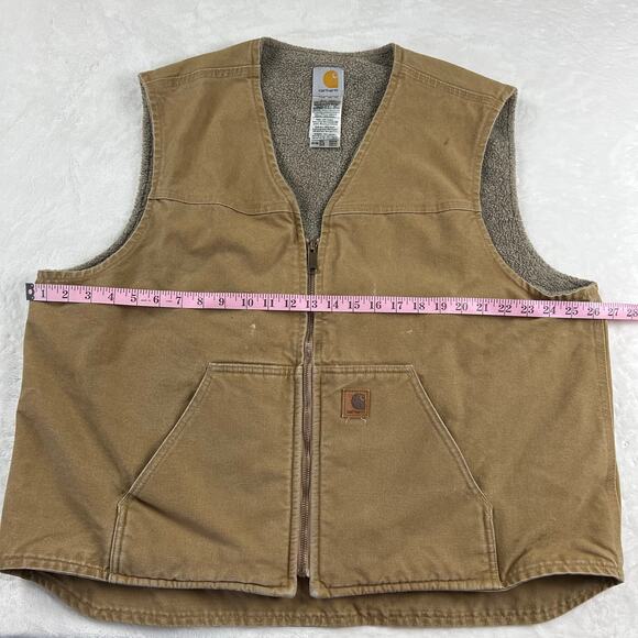 Carhartt Men's Sherpa Lined Workwear Vest SZ 2XL Regular Duck Canvas Y2K - Picture 4 of 7